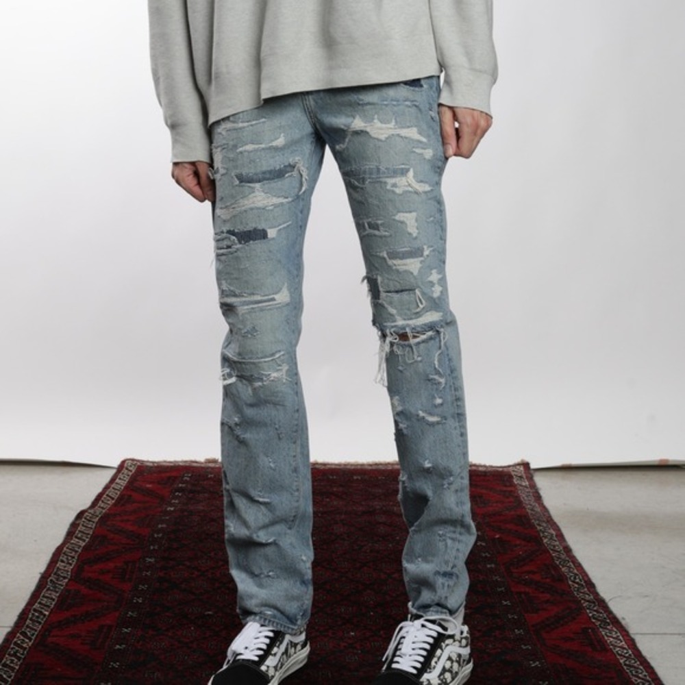 AMIRI‎ Distressed Denim Skinny Jeans Size 30 Ripped Patchwork Authentic